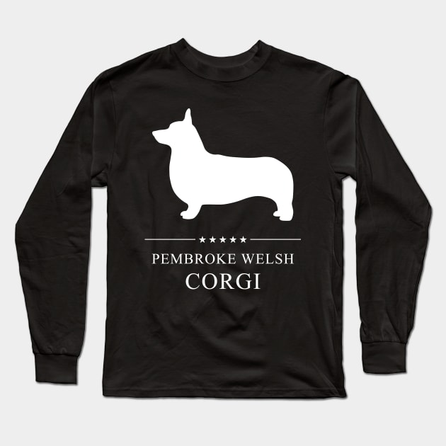 Pembroke Welsh Corgi Dog White Silhouette Long Sleeve T-Shirt by millersye
